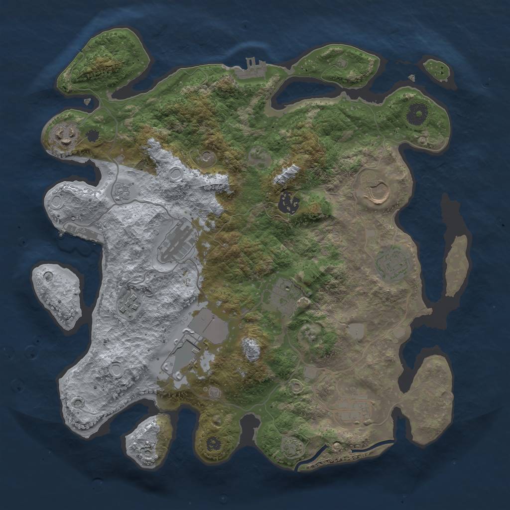 Rust Map: Procedural Map, Size: 3500, Seed: 298380742, 17 Monuments