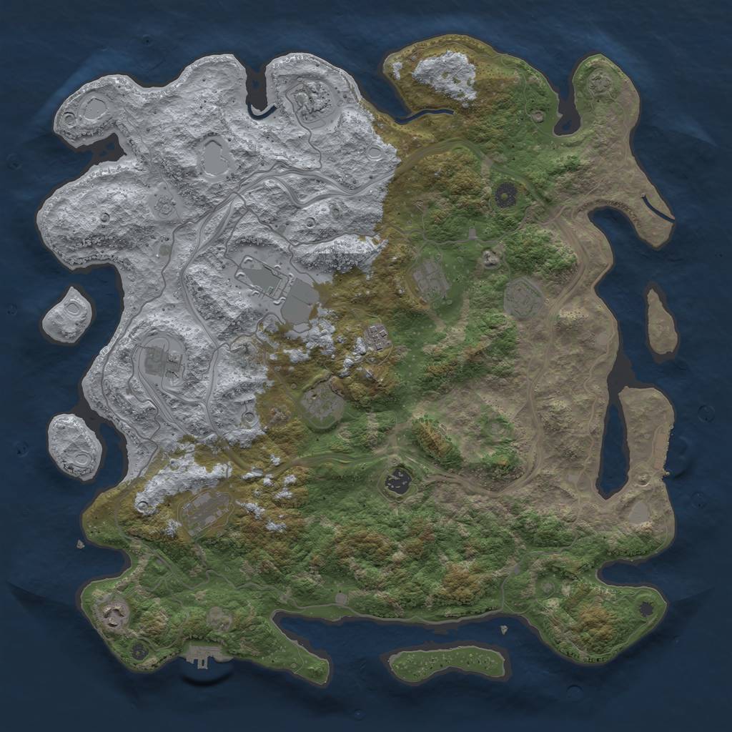 Rust Map: Procedural Map, Size: 4500, Seed: 175777455, 18 Monuments