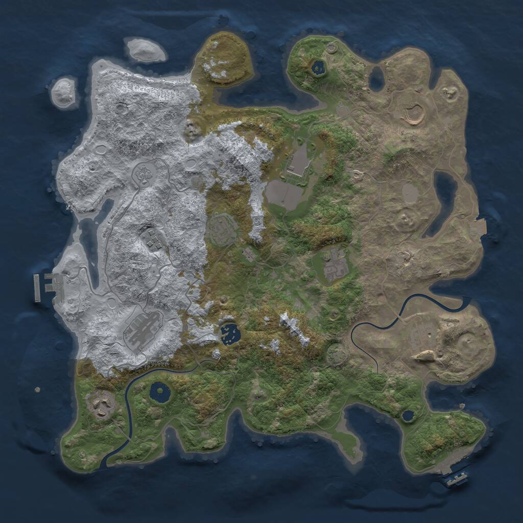 Rust Map: Procedural Map, Size: 3800, Seed: 190989, 14 Monuments