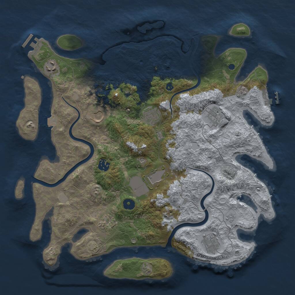 Rust Map: Procedural Map, Size: 3850, Seed: 424967168, 15 Monuments