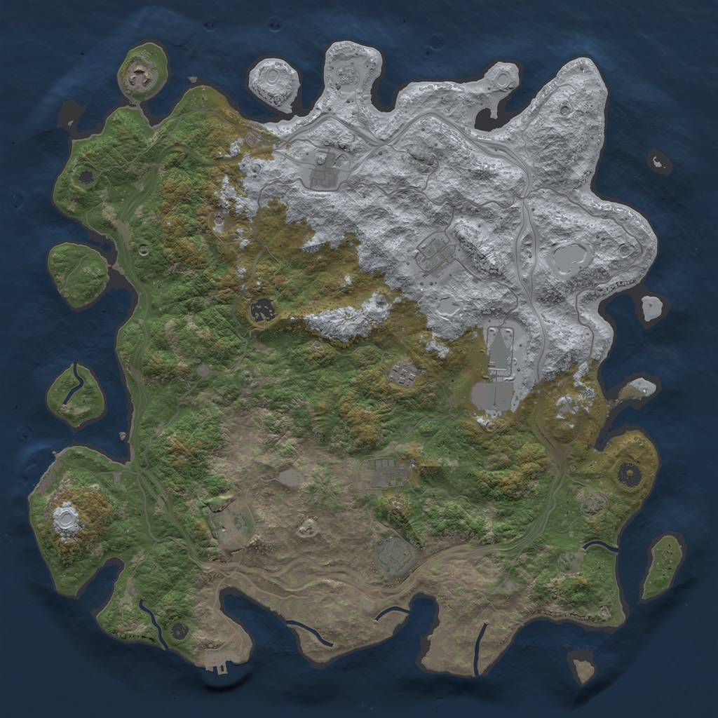 Rust Map: Procedural Map, Size: 4500, Seed: 2014771069, 17 Monuments