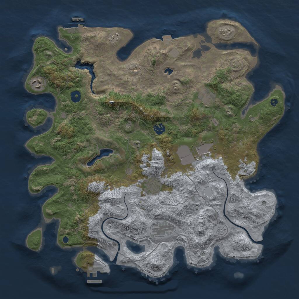 Rust Map: Procedural Map, Size: 4000, Seed: 4123769, 13 Monuments