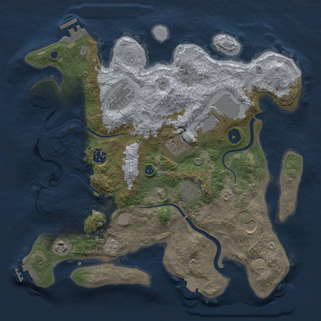 Rust Map: Procedural Map, Size: 3500, Seed: 802406783, 14 Monuments