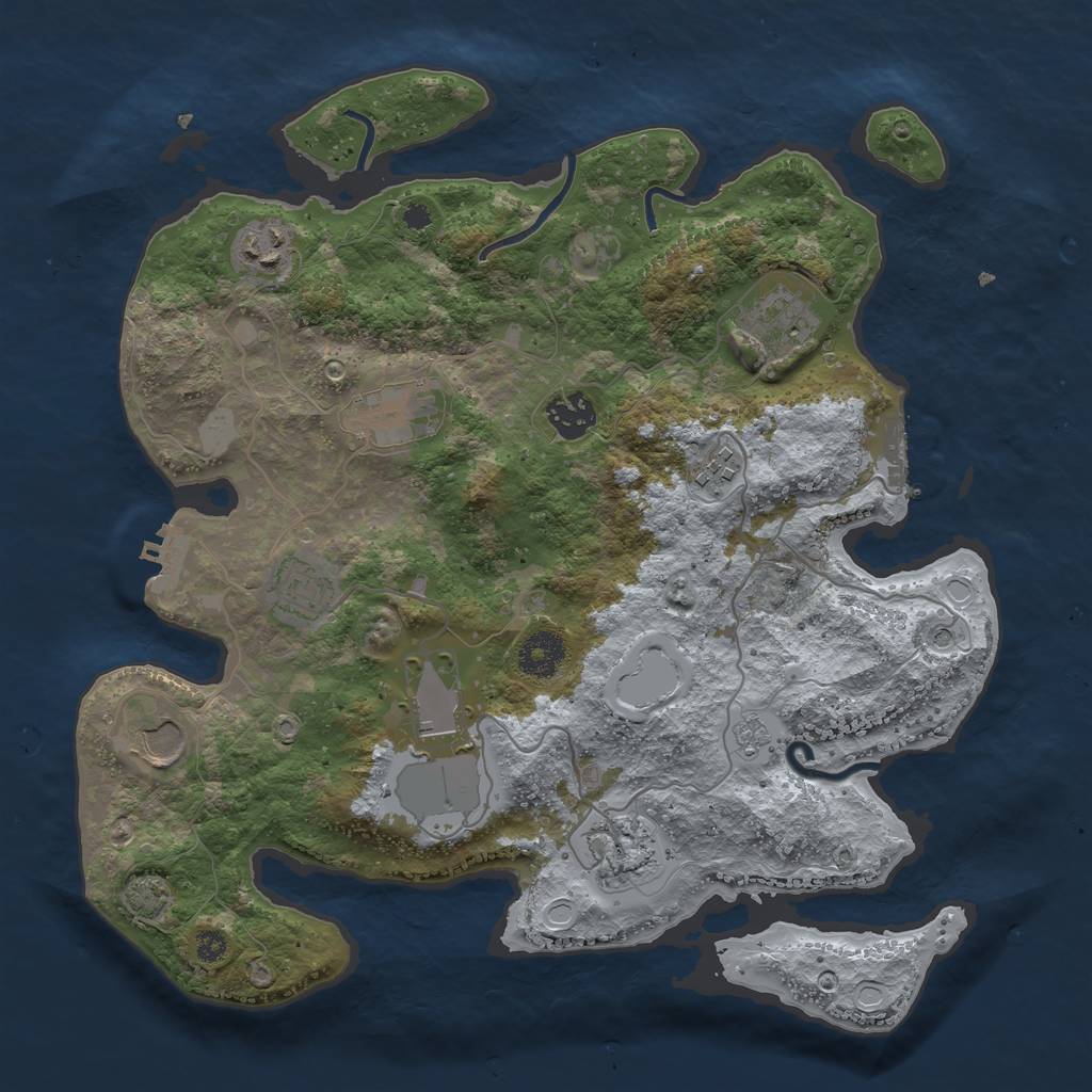 Rust Map: Procedural Map, Size: 3500, Seed: 2089807011, 17 Monuments