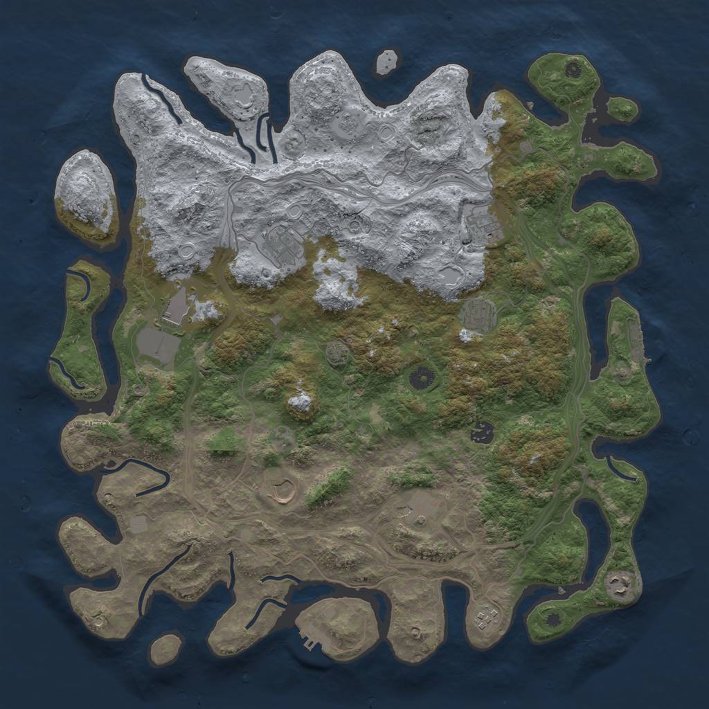Rust Map: Procedural Map, Size: 4500, Seed: 1080909705, 17 Monuments