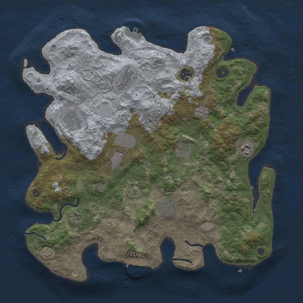 Rust Map: Procedural Map, Size: 3850, Seed: 457095680, 17 Monuments