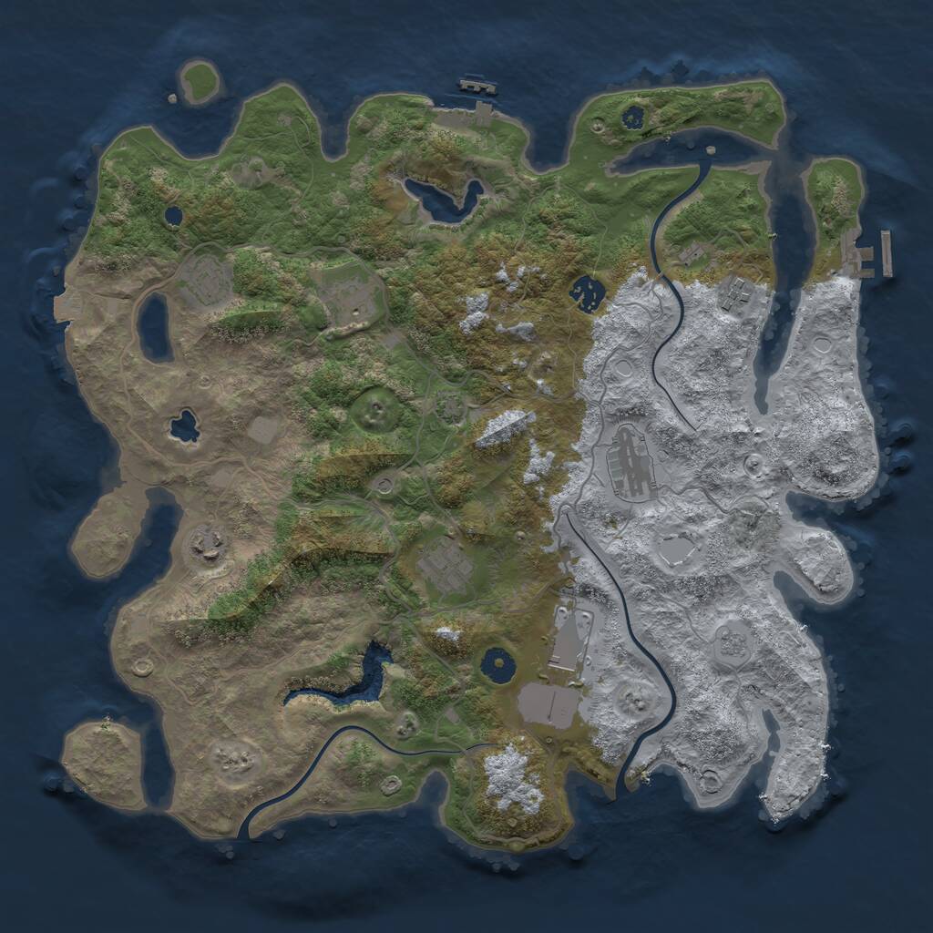 Rust Map: Procedural Map, Size: 4050, Seed: 1248586872, 14 Monuments