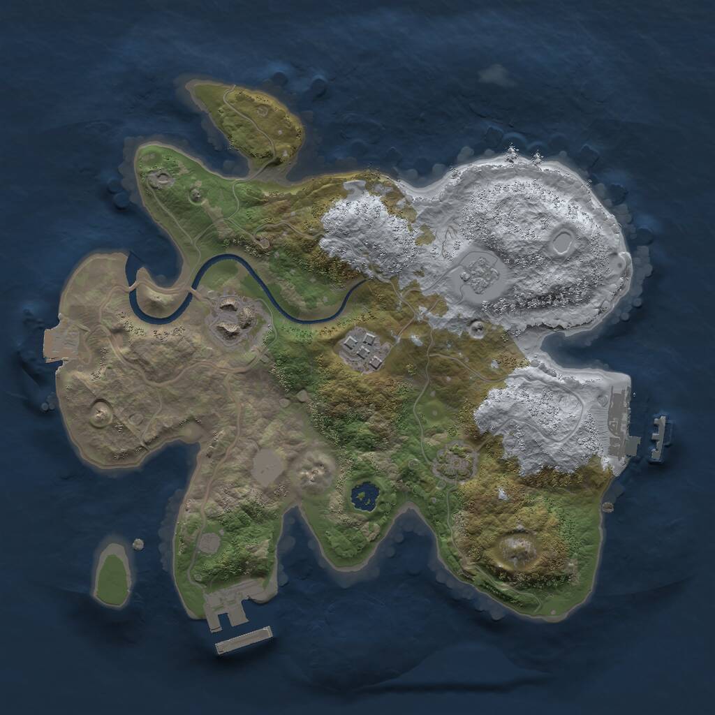 Rust Map: Procedural Map, Size: 2500, Seed: 7483, 7 Monuments
