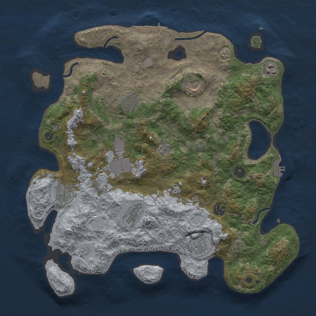 Rust Map: Procedural Map, Size: 4000, Seed: 544922254, 17 Monuments