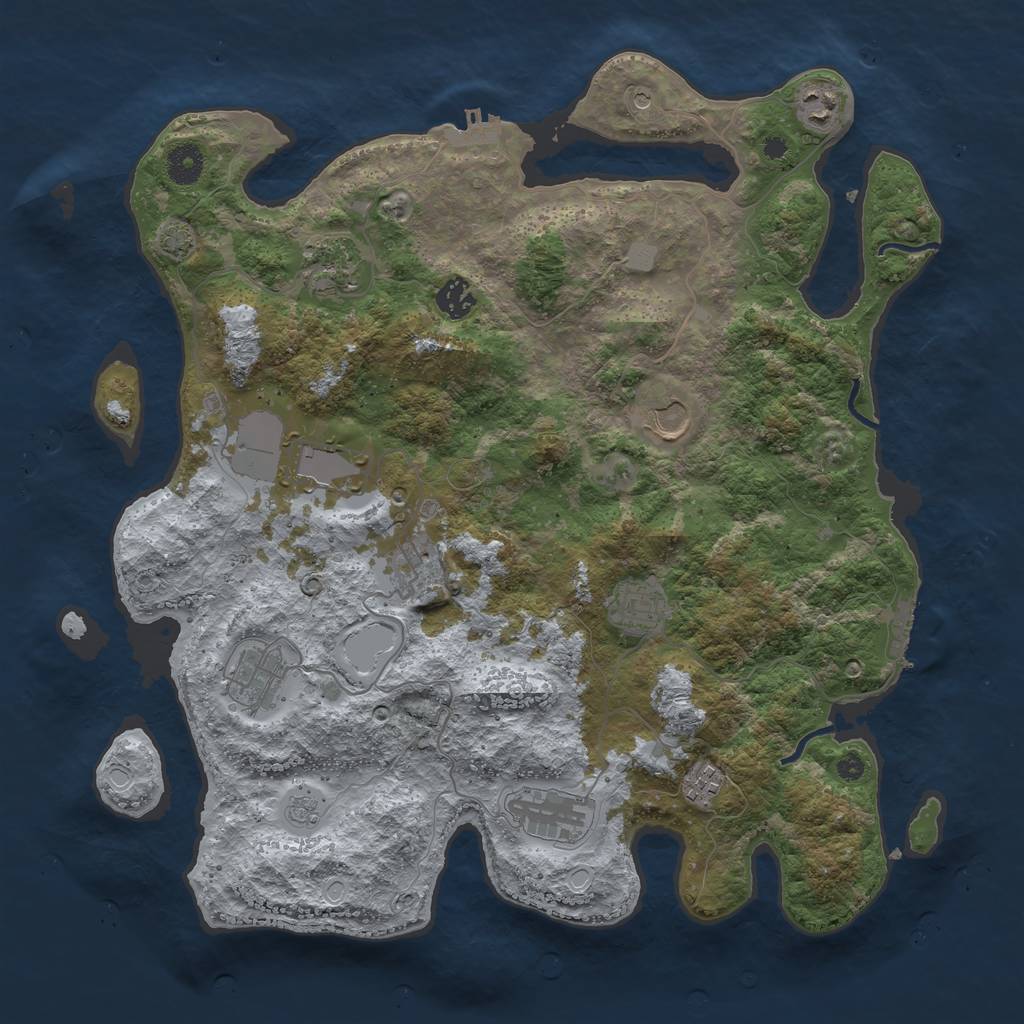 Rust Map: Procedural Map, Size: 3950, Seed: 45530342, 18 Monuments