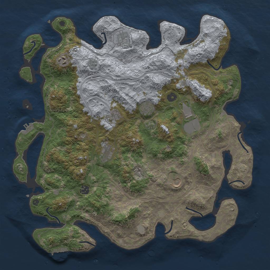 Rust Map: Procedural Map, Size: 4300, Seed: 71667361, 17 Monuments