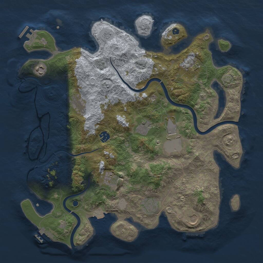 Rust Map: Procedural Map, Size: 3850, Seed: 42813214, 16 Monuments