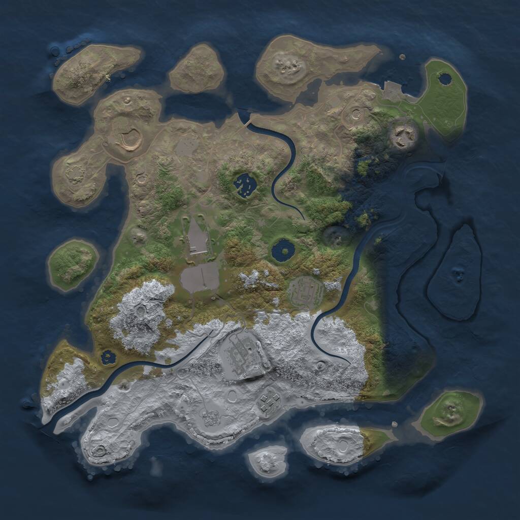 Rust Map: Procedural Map, Size: 3500, Seed: 804404439, 11 Monuments