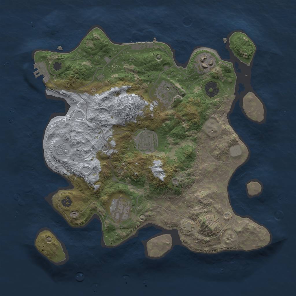 Rust Map: Procedural Map, Size: 3000, Seed: 12162, 12 Monuments