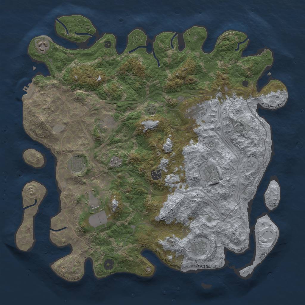 Rust Map: Procedural Map, Size: 4300, Seed: 757534477, 16 Monuments