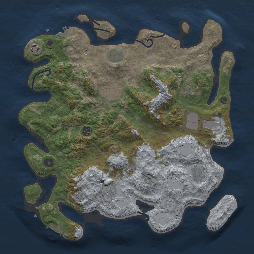 Rust Map: Procedural Map, Size: 3900, Seed: 85517287, 17 Monuments