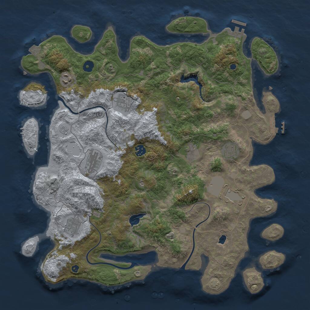 Rust Map: Procedural Map, Size: 4200, Seed: 660236498, 14 Monuments