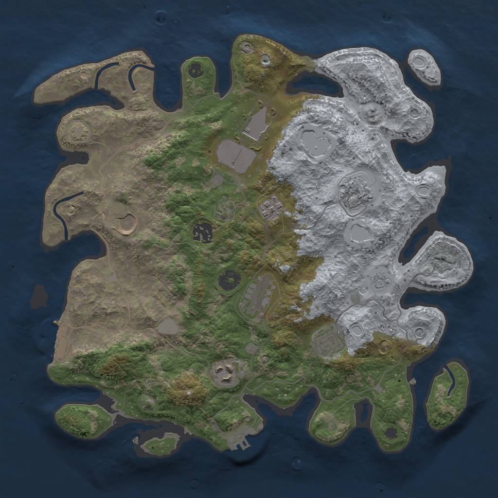 Rust Map: Procedural Map, Size: 3500, Seed: 34355, 16 Monuments