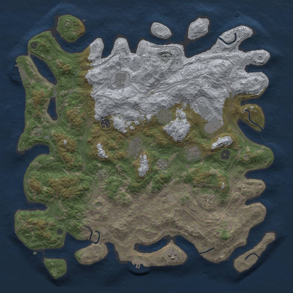 Rust Map: Procedural Map, Size: 4500, Seed: 1096644208, 17 Monuments