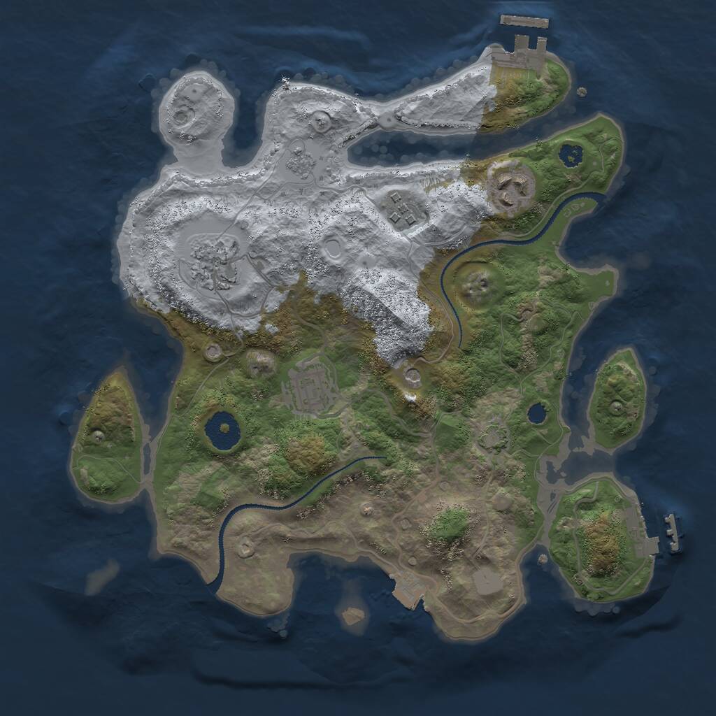Rust Map: Procedural Map, Size: 3000, Seed: 20792, 10 Monuments