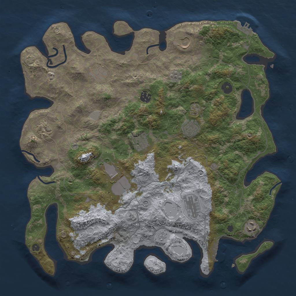 Rust Map: Procedural Map, Size: 4000, Seed: 51423774, 18 Monuments