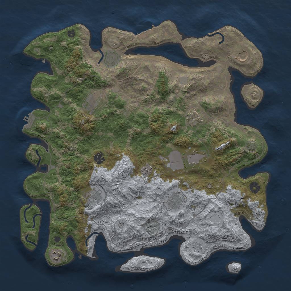 Rust Map: Procedural Map, Size: 4000, Seed: 1968703151, 18 Monuments