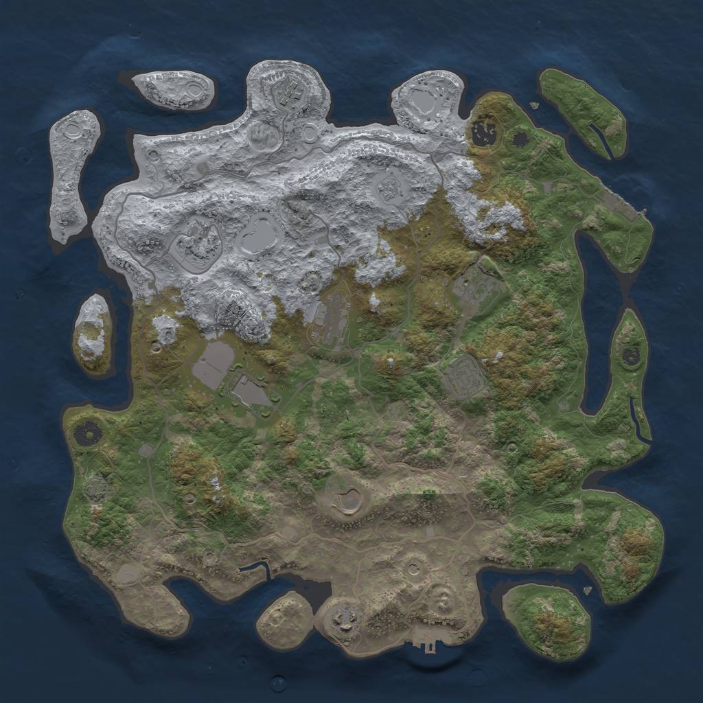 Rust Map: Procedural Map, Size: 4000, Seed: 1214505666, 17 Monuments