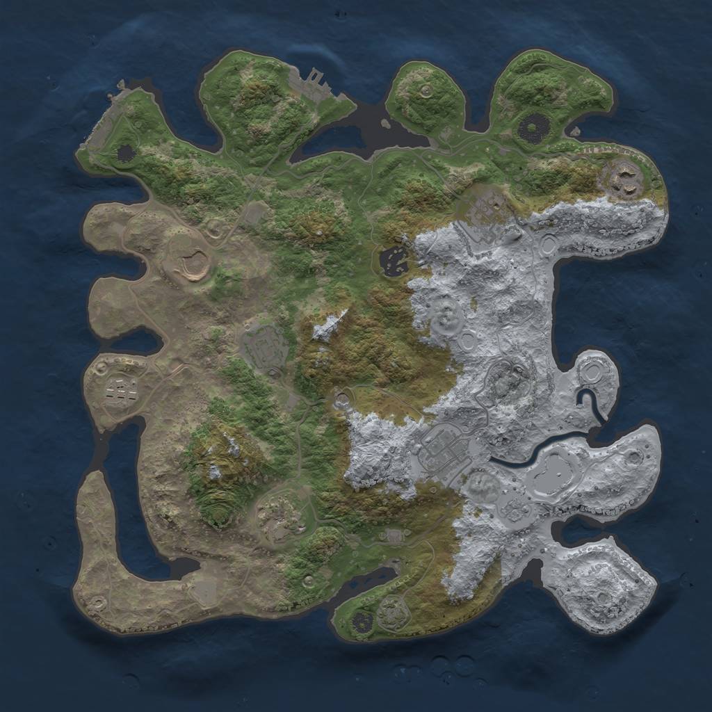 Rust Map: Procedural Map, Size: 3500, Seed: 13757, 16 Monuments