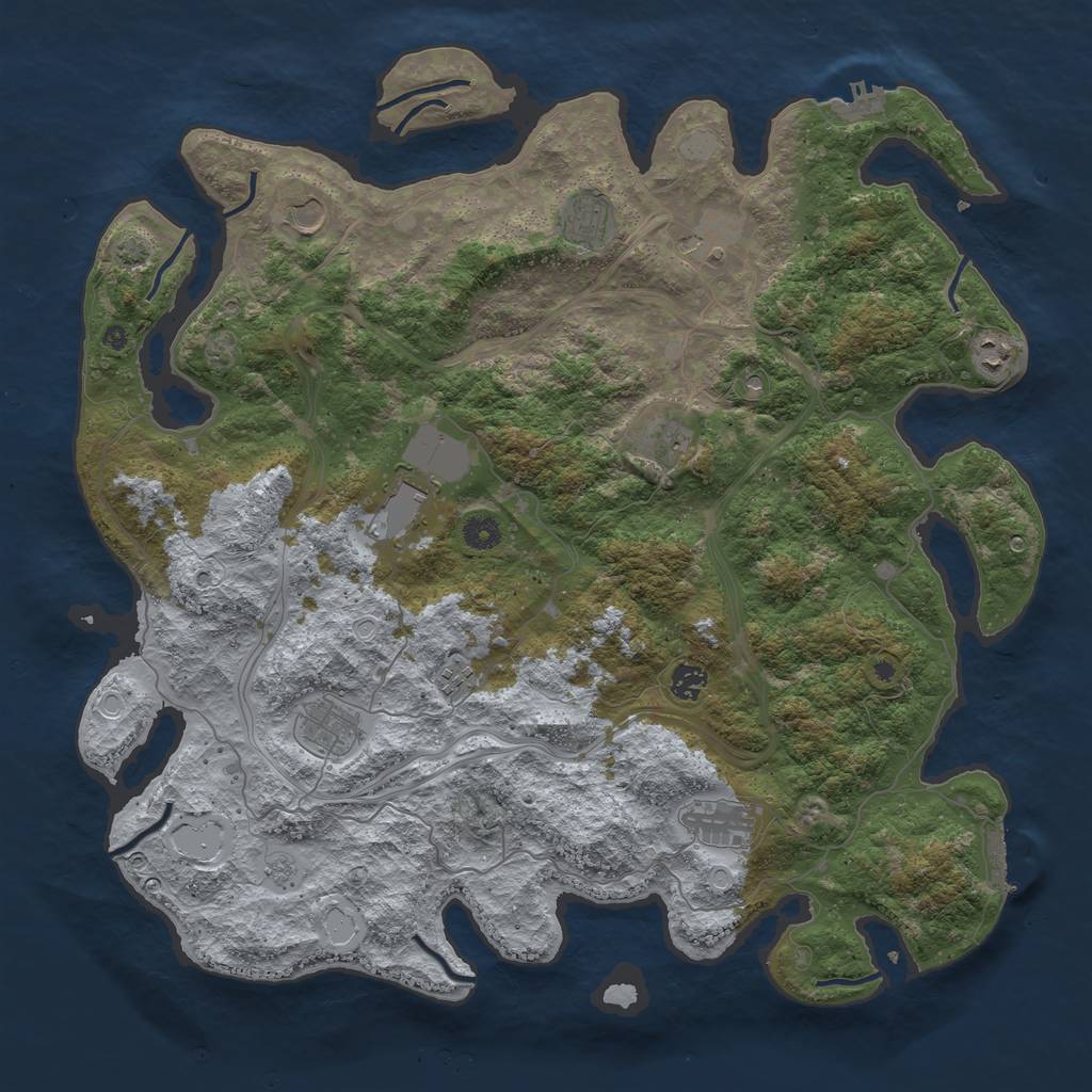 Rust Map: Procedural Map, Size: 4500, Seed: 2010408871, 18 Monuments