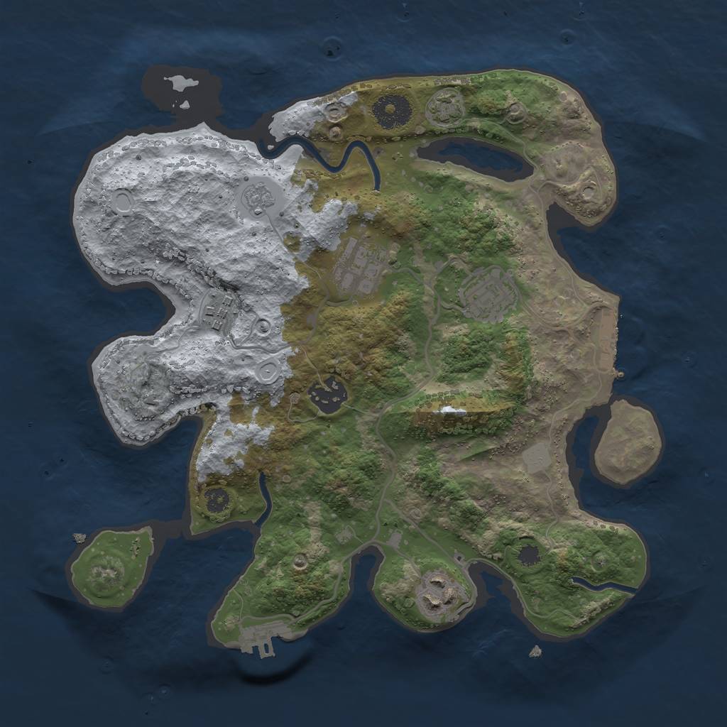 Rust Map: Procedural Map, Size: 3000, Seed: 866, 12 Monuments
