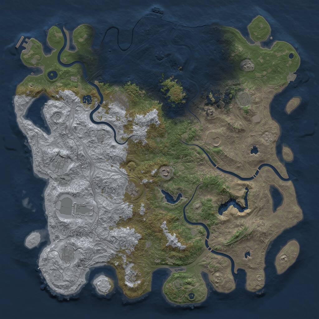 Rust Map: Procedural Map, Size: 4999, Seed: 100, 17 Monuments