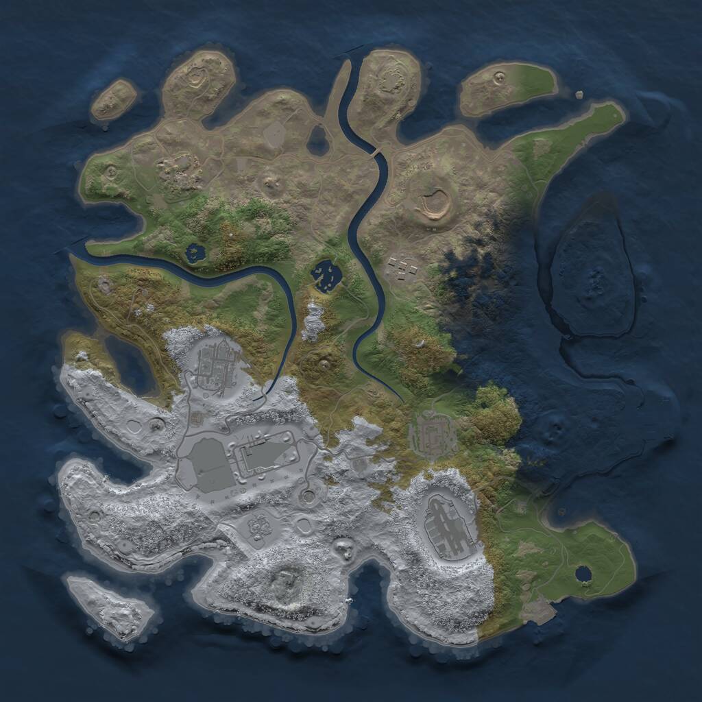 Rust Map: Procedural Map, Size: 3500, Seed: 46166, 13 Monuments