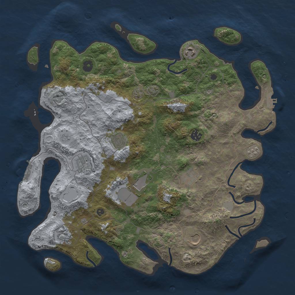 Rust Map: Procedural Map, Size: 4000, Seed: 1220385723, 17 Monuments