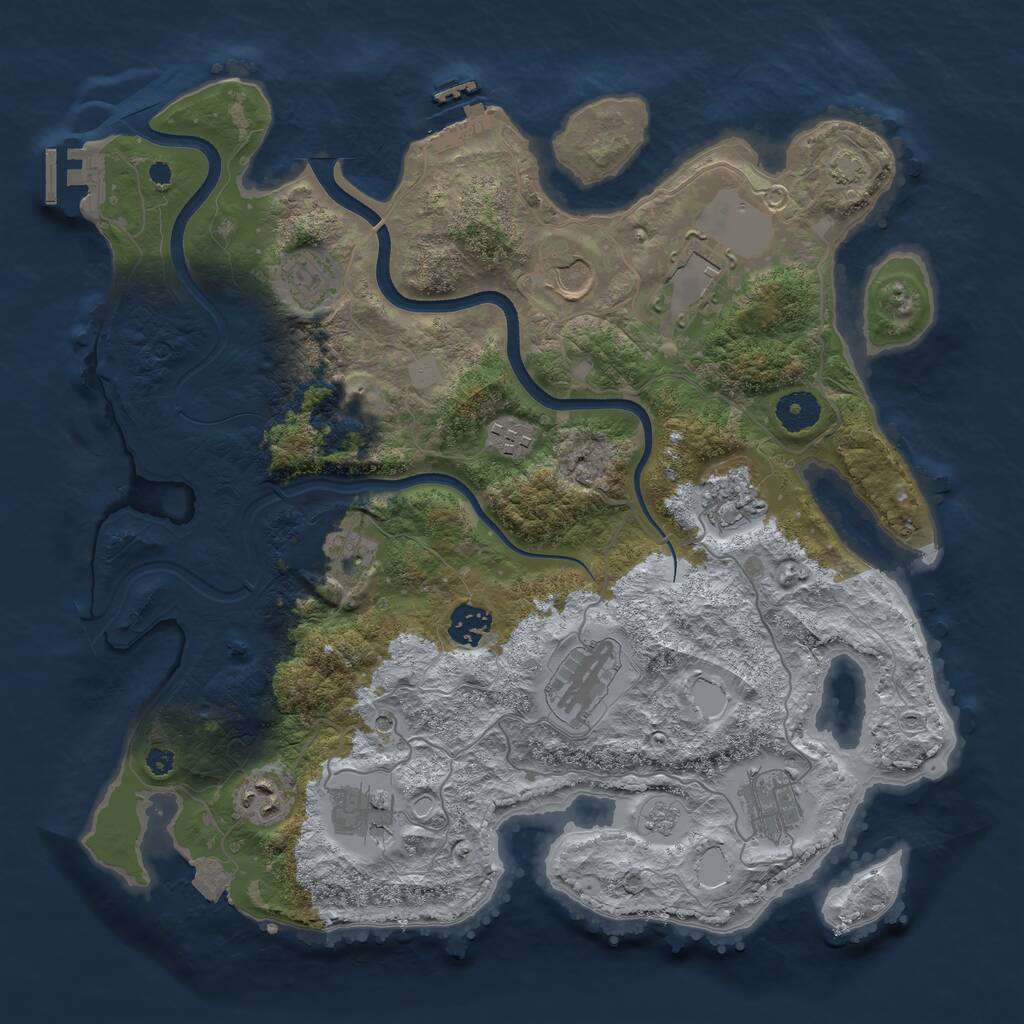 Rust Map: Procedural Map, Size: 3705, Seed: 847549534, 17 Monuments
