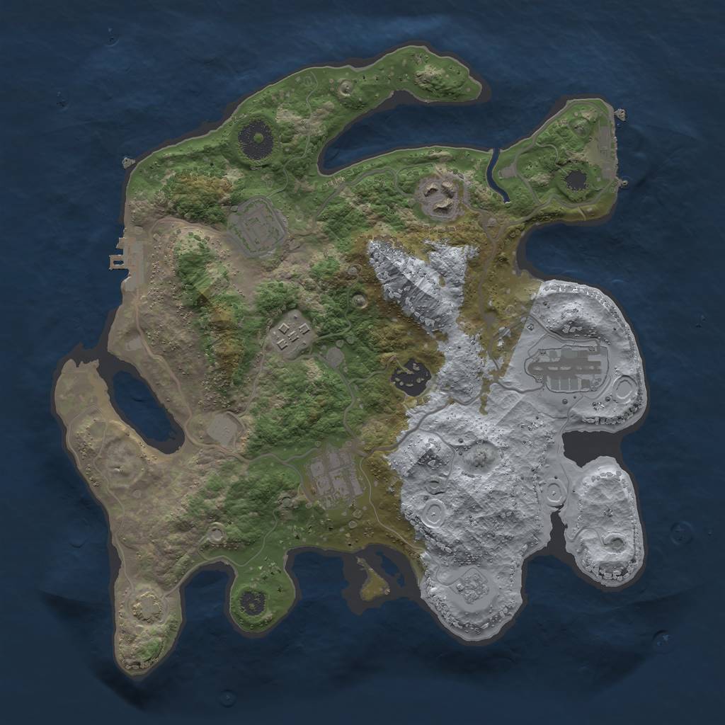 Rust Map: Procedural Map, Size: 3000, Seed: 835408150, 13 Monuments