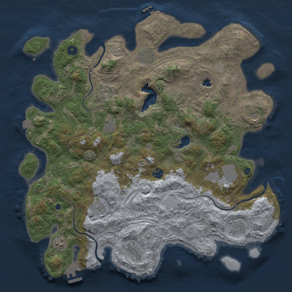 Rust Map: Procedural Map, Size: 4300, Seed: 867650263, 16 Monuments