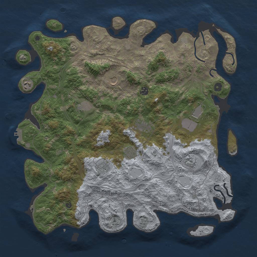 Rust Map: Procedural Map, Size: 4500, Seed: 1411890399, 17 Monuments