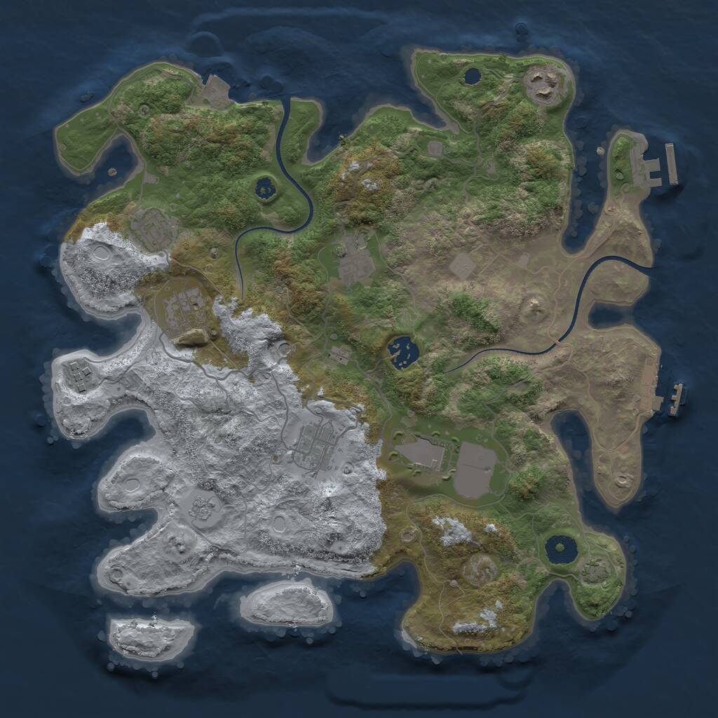 Rust Map: Procedural Map, Size: 3500, Seed: 546126, 14 Monuments