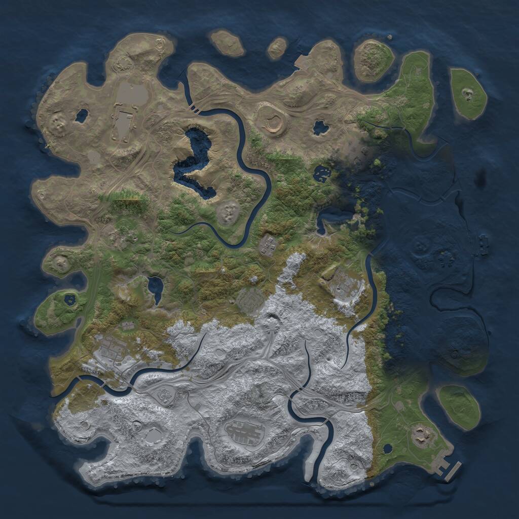 Rust Map: Procedural Map, Size: 4500, Seed: 116808644, 17 Monuments
