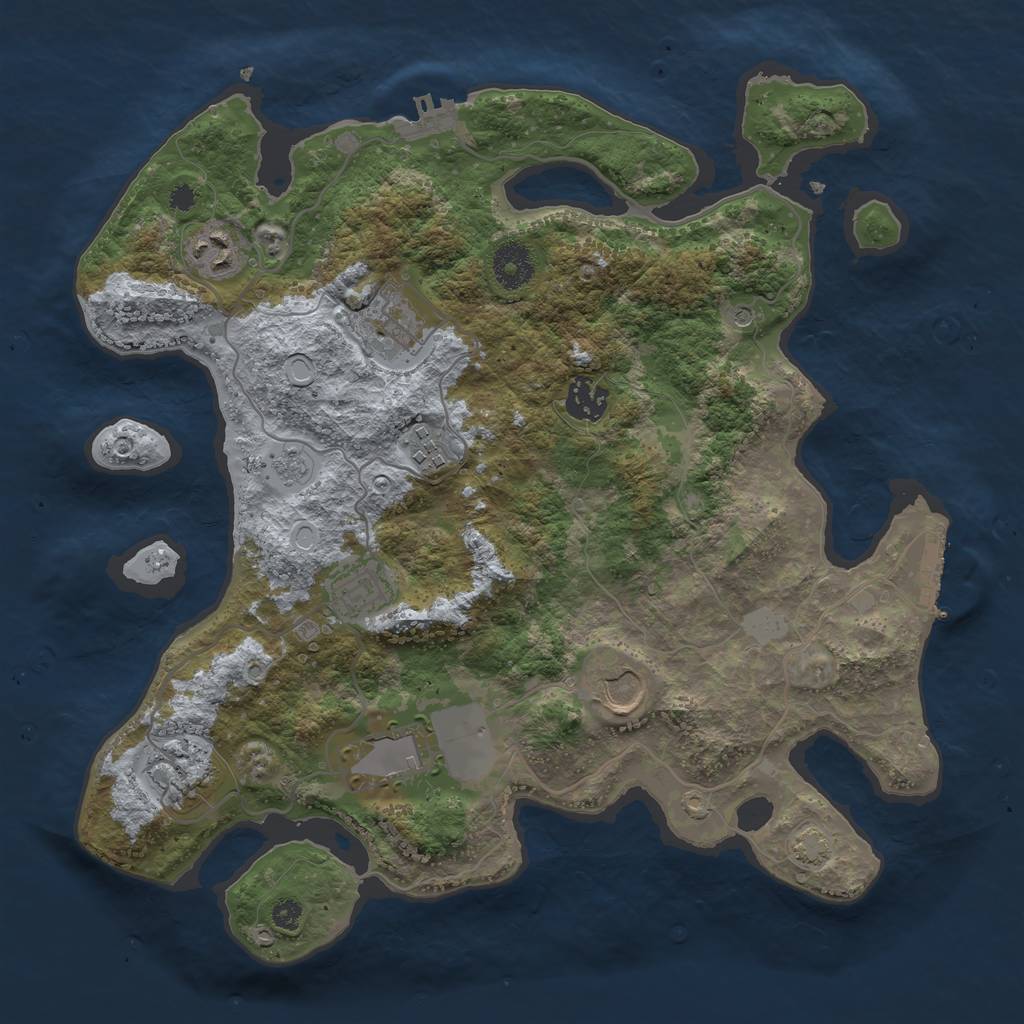 Rust Map: Procedural Map, Size: 3500, Seed: 1740686363, 16 Monuments
