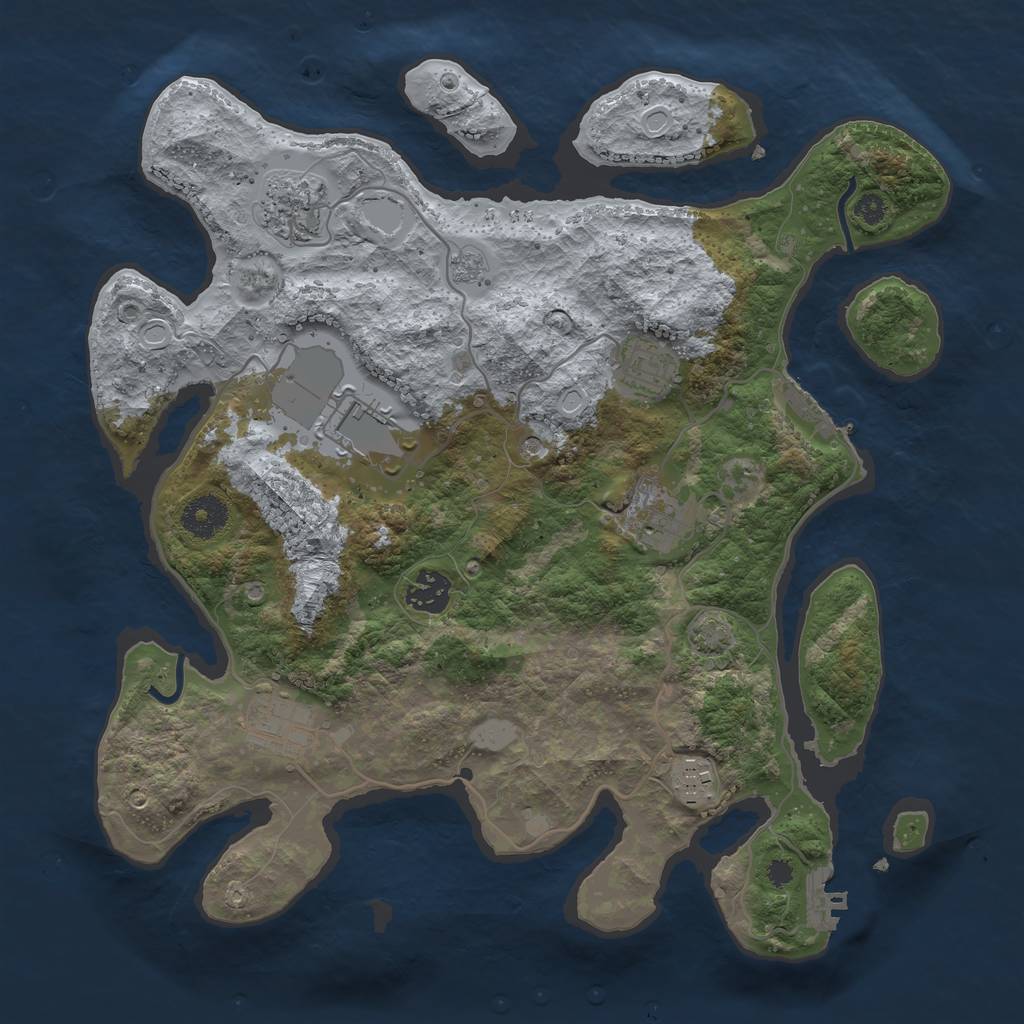Rust Map: Procedural Map, Size: 3500, Seed: 883872981, 15 Monuments