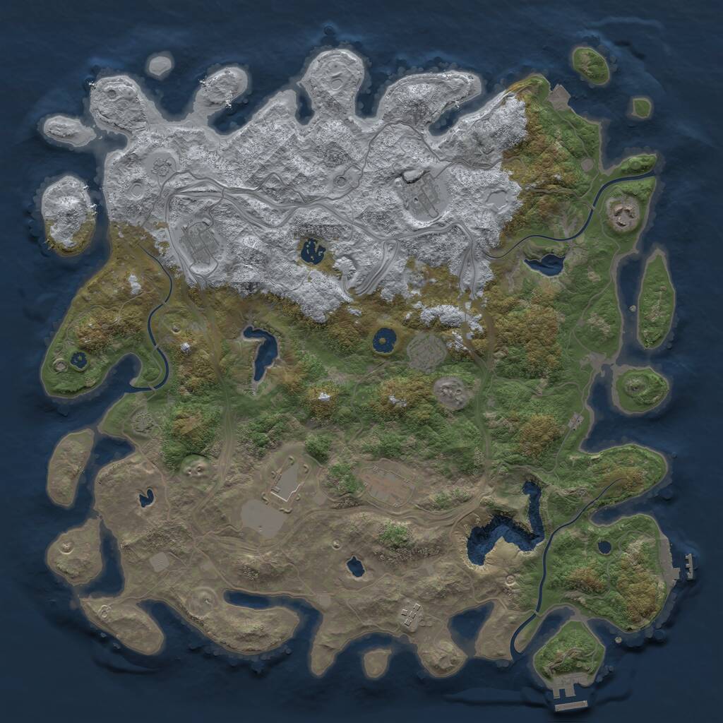 Rust Map: Procedural Map, Size: 4500, Seed: 1897655046, 14 Monuments