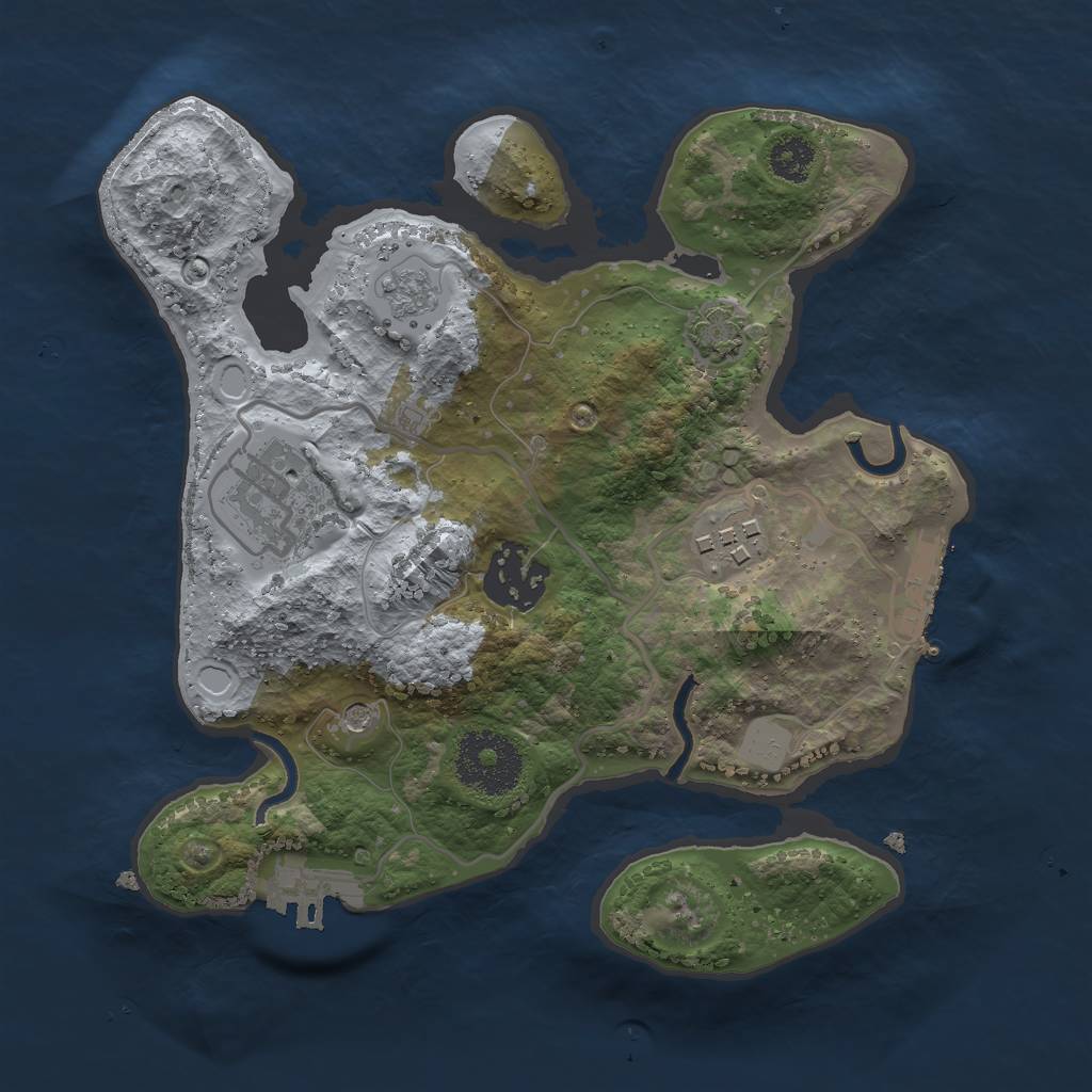 Rust Map: Procedural Map, Size: 2500, Seed: 1204522625, 11 Monuments