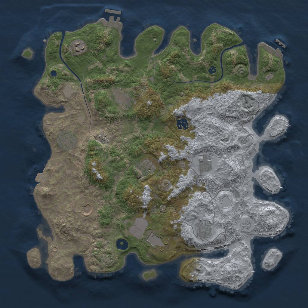 Rust Map: Procedural Map, Size: 3950, Seed: 79428291, 16 Monuments