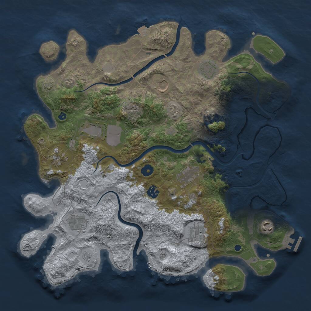 Rust Map: Procedural Map, Size: 3950, Seed: 26845345, 15 Monuments
