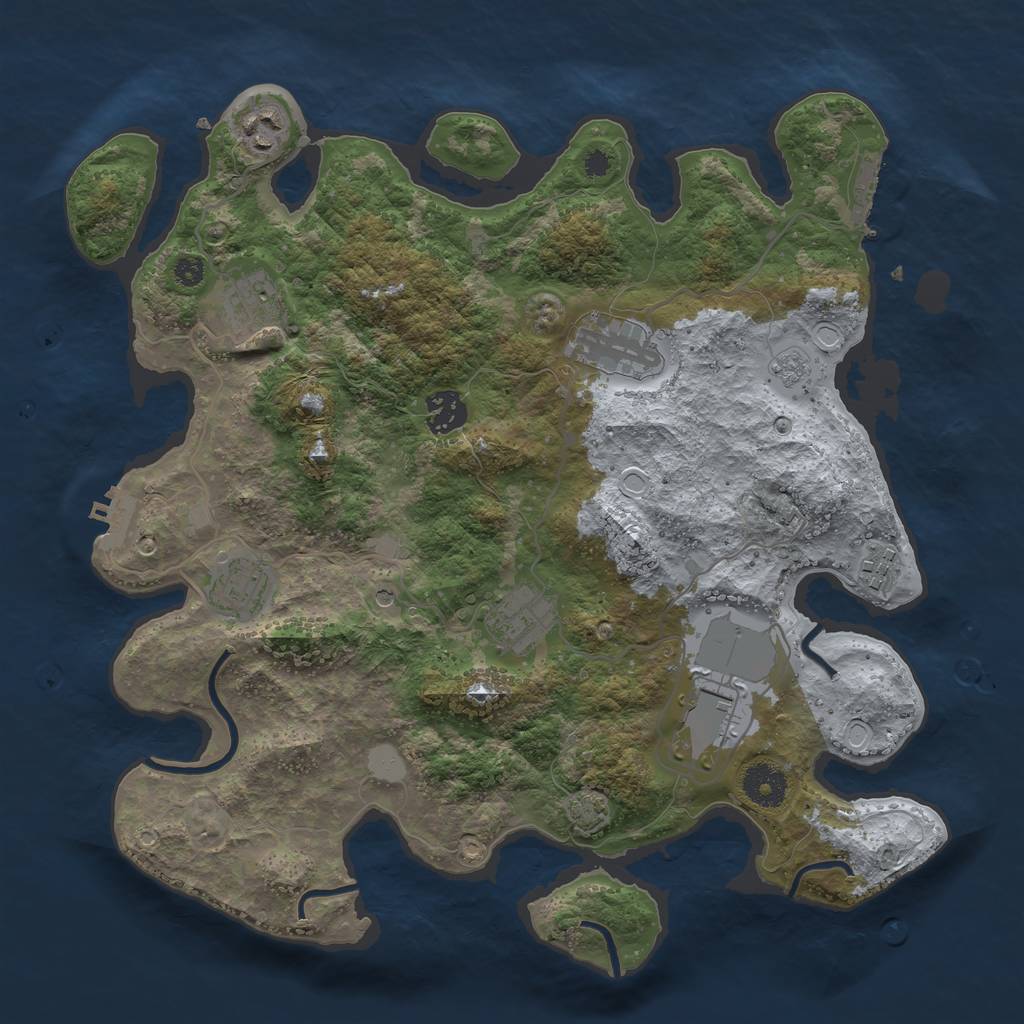 Rust Map: Procedural Map, Size: 3550, Seed: 5709912, 16 Monuments