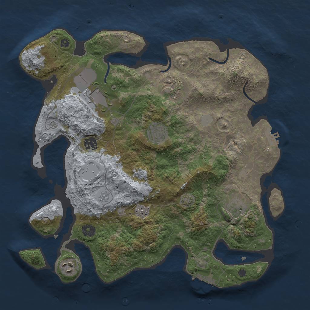 Rust Map: Procedural Map, Size: 3500, Seed: 27406100, 15 Monuments