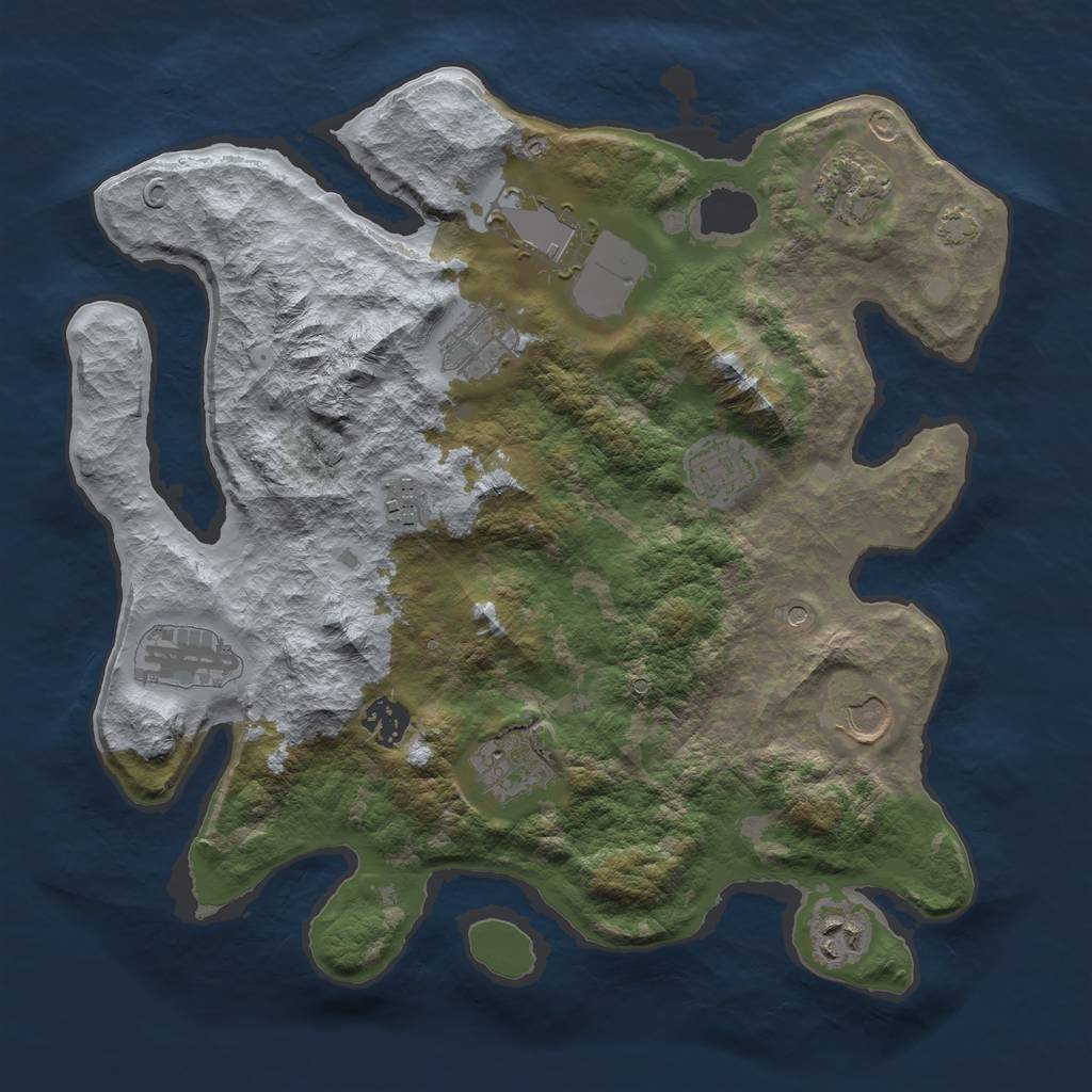 Rust Map: Barren, Size: 3500, Seed: 93581871, 14 Monuments