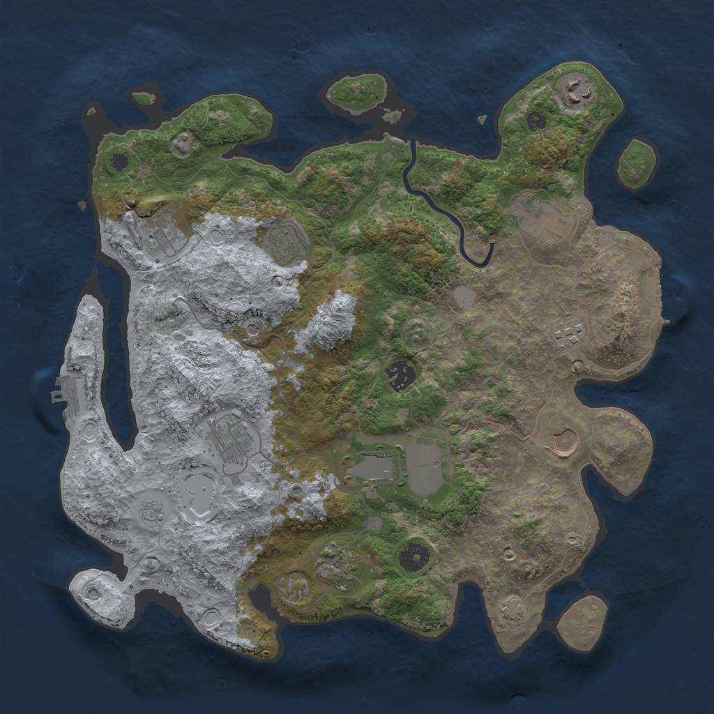 Rust Map: Procedural Map, Size: 3700, Seed: 1077673957, 18 Monuments