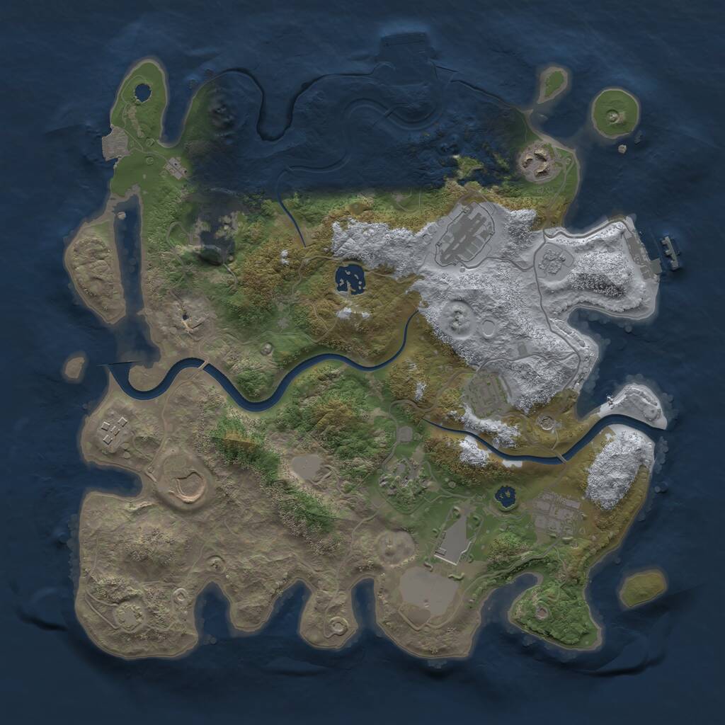 Rust Map: Procedural Map, Size: 3500, Seed: 1996457955, 16 Monuments